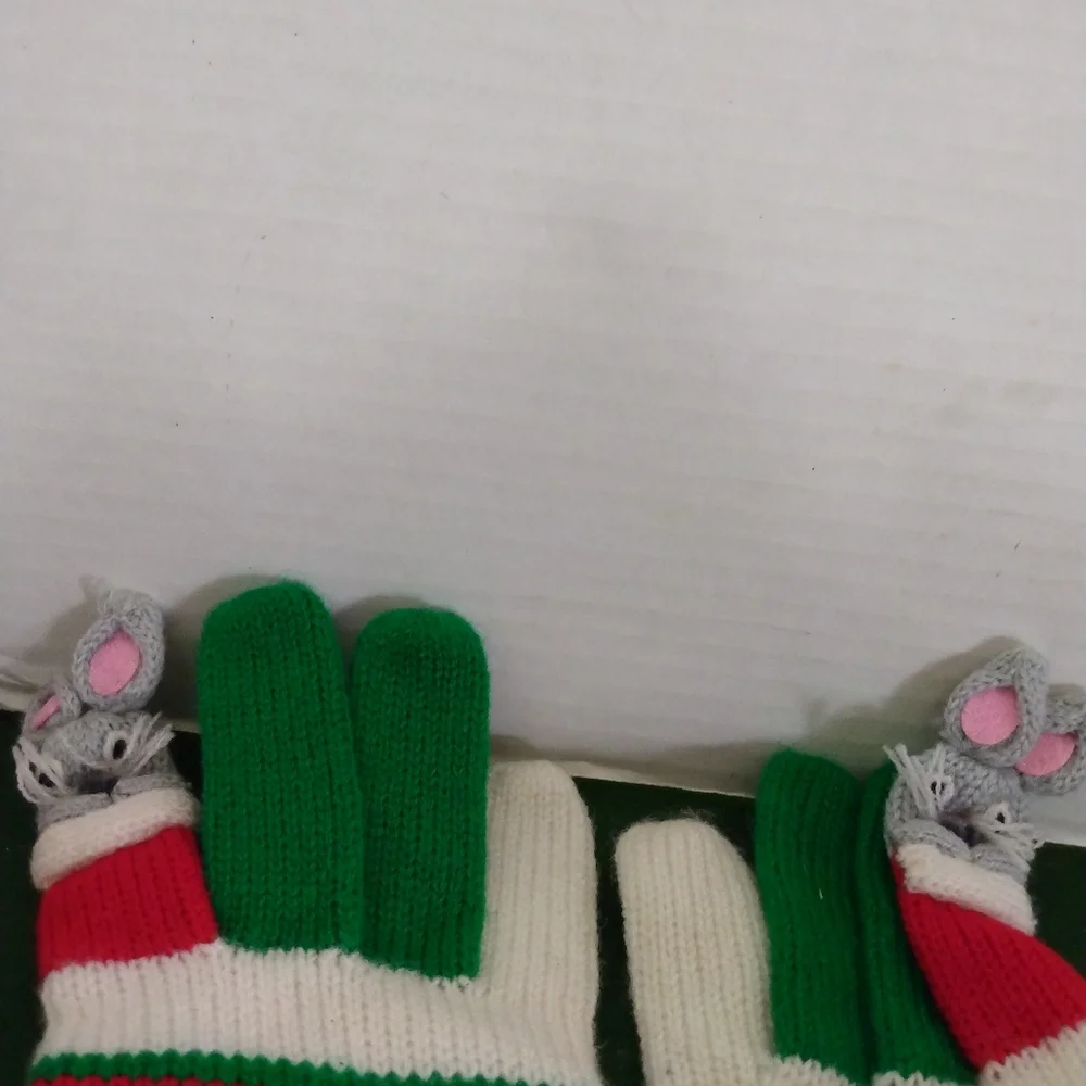 Christmas mice knit Gloves & Earmuff Set
